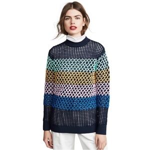 Tibi- NWT Multicolored Knit Crochet Stripe Sweater